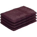 4er-Set Waschhandschuhe aus 100% Baumwolle, Waschlappen mit Schlaufe, braun