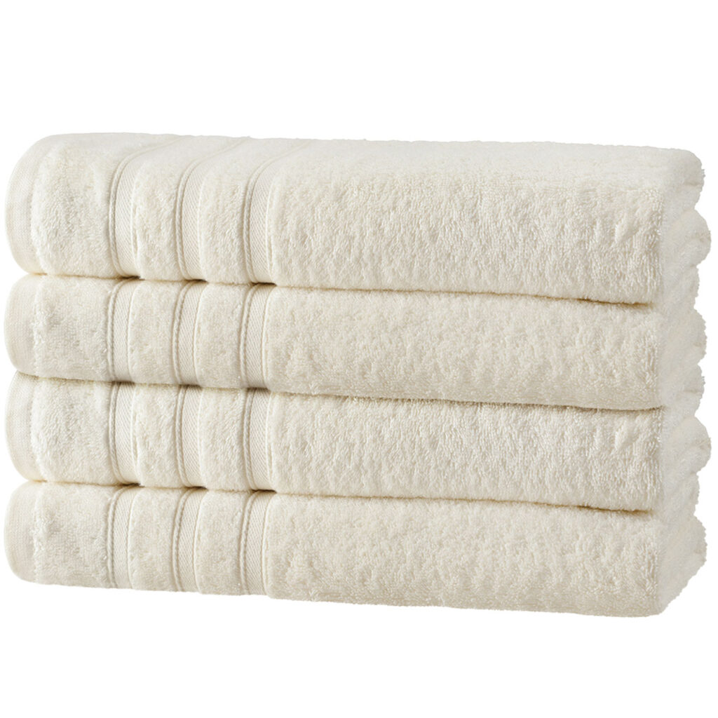 4er-Set Duschhandtücher, 50% Bambus & 50% Baumwolle, 70 x 140 cm, natur