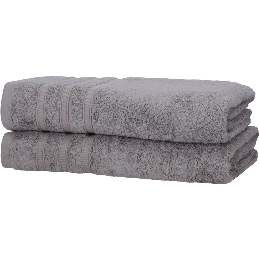 2er-Set Duschhandtücher, 50% Bambus & 50% Baumwolle, 70 x 140 cm, grau
