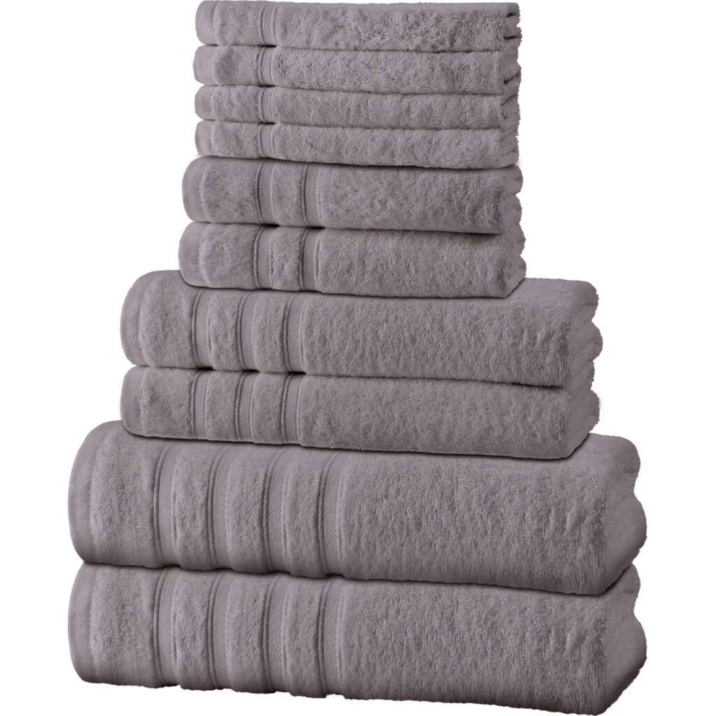 Handtuchset 12-teilig, 50% Bambus & 50% Baumwolle, grau