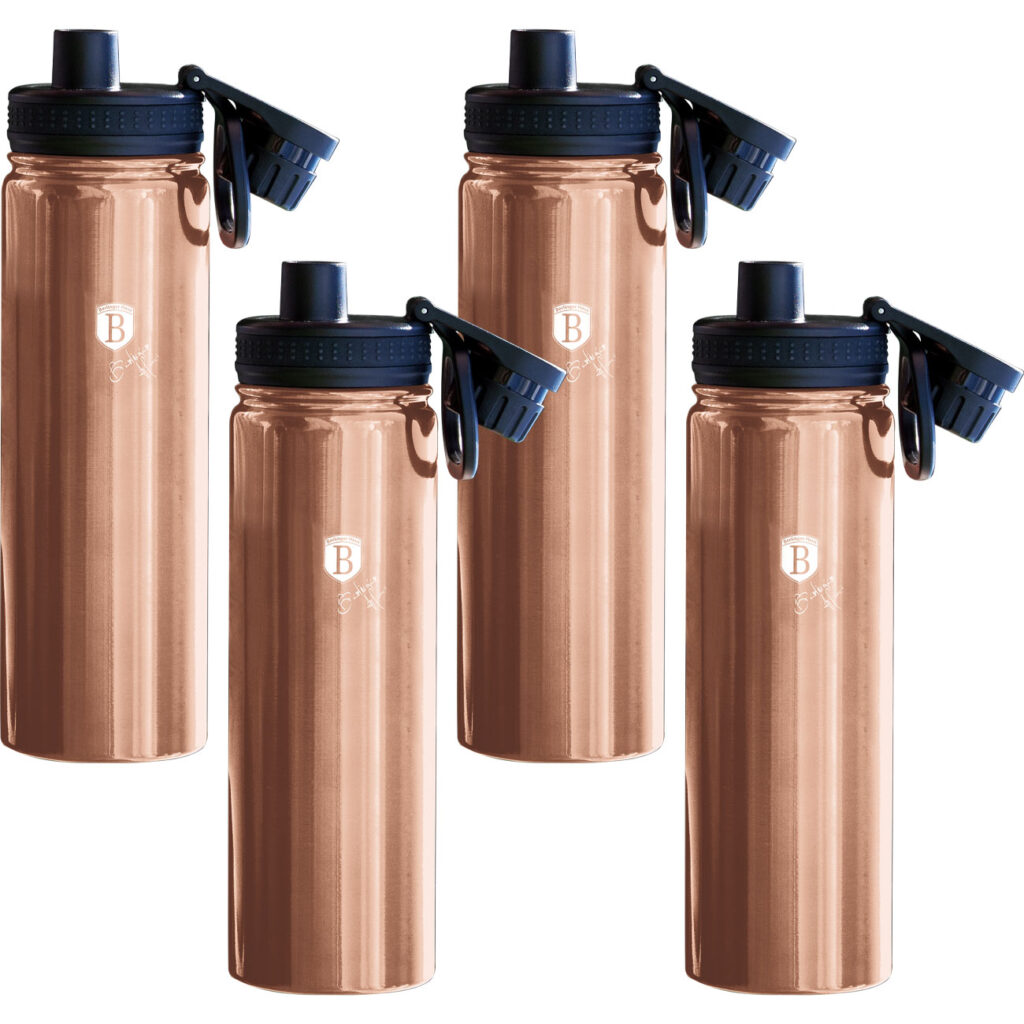 4er-Set Trinkflasche, Sportflasche, je 540 ml, Edelstahl, Farbe Rosé-Gold