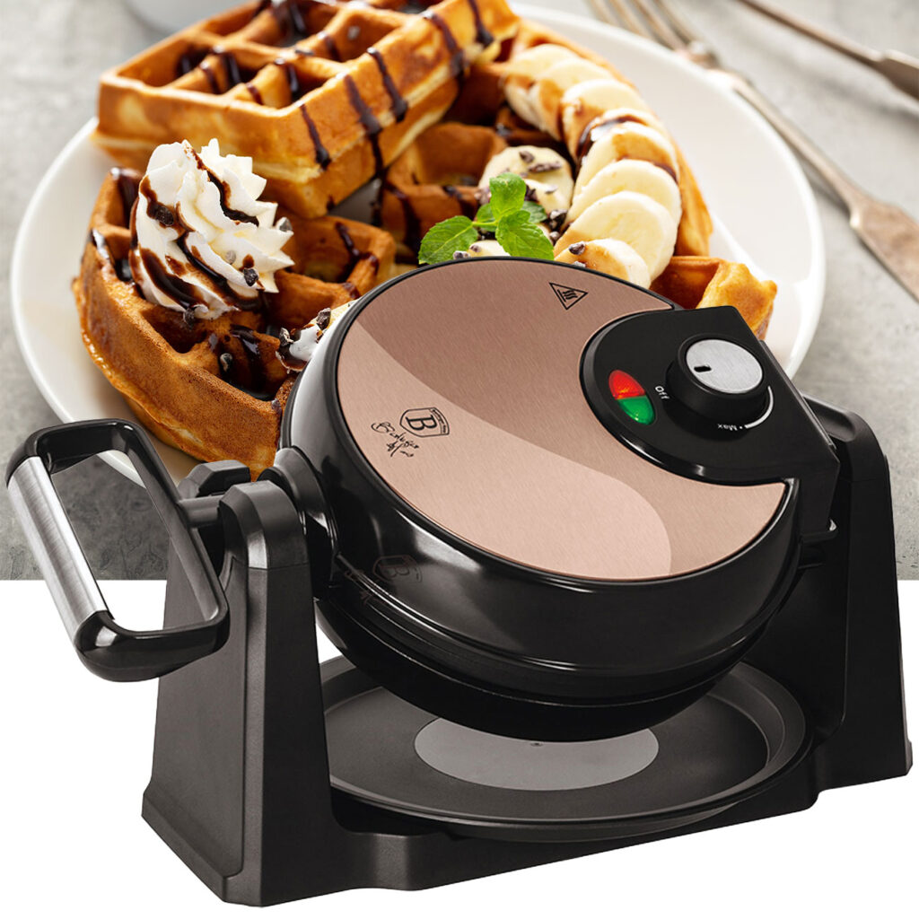 Drehbares Waffeleisen für belgische Waffeln, 1000 W, rosé-gold