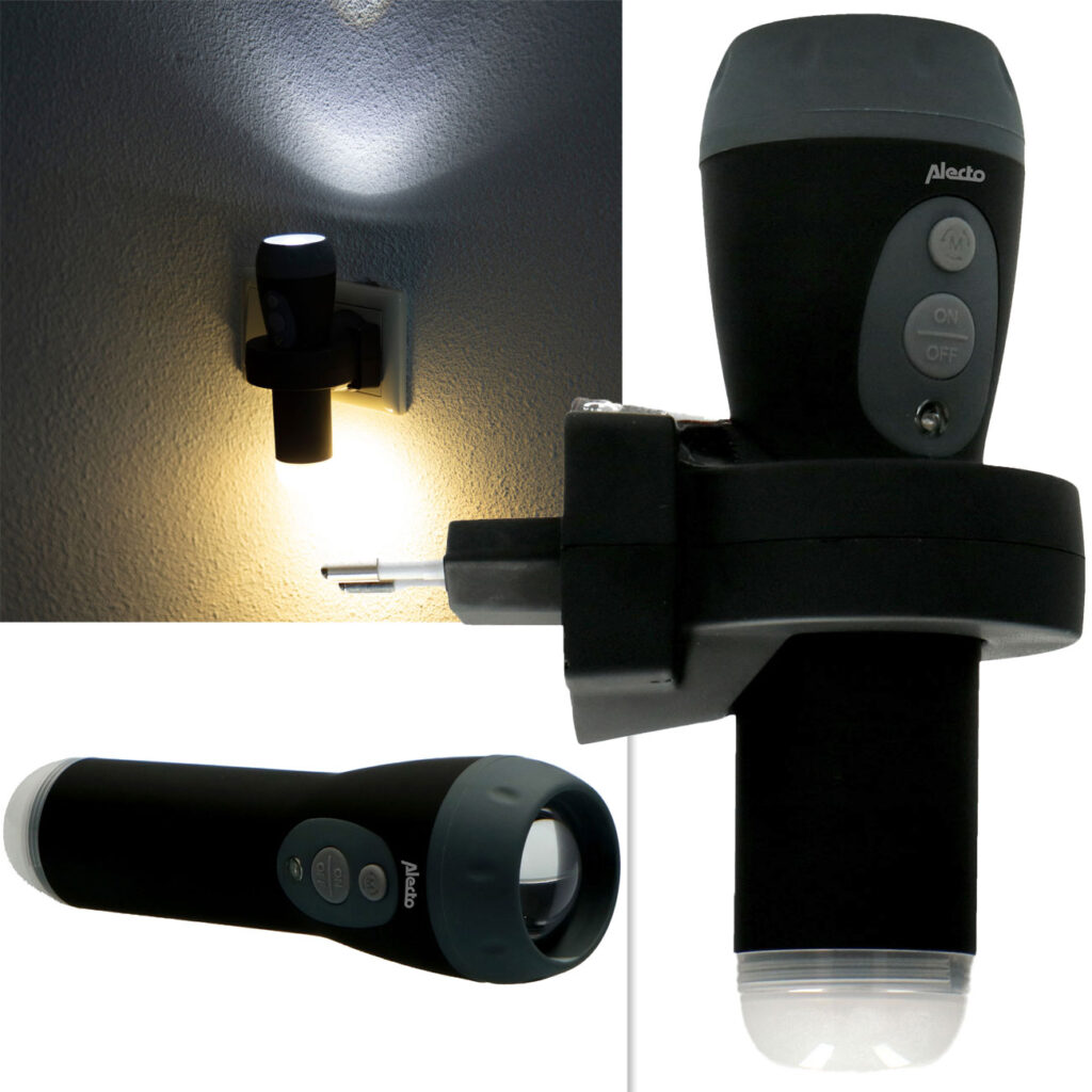 Akku LED-Taschenlampe mit Einschaltautomatik, 200lm, schwarz