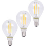 3er-Set LED-Filament-Lampe, G45, E14, 400 lm, 4 W, 2500 K, warmweiss