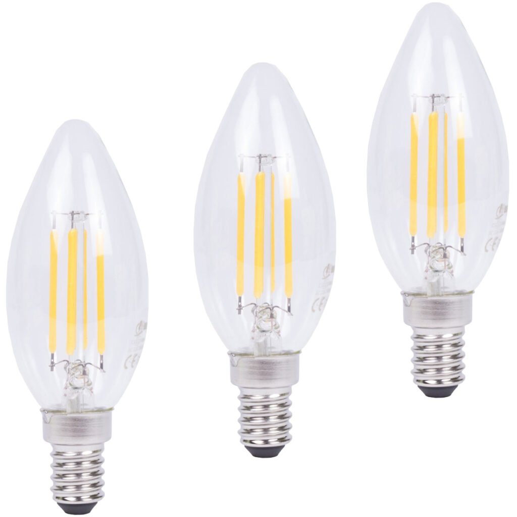 LED-Filament-Kerzenlampe, C35, E14, 400 lm, 4 W, 2500 K, warmweiss