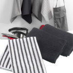 3 Geschirrtücher Mikrofaser, schwarz uni, Streifen, 40 x 40 cm