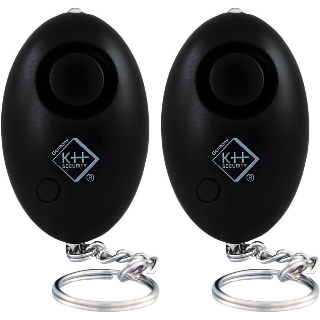 2er-Set Personenalarm inkl. LED-Licht, 120dB, schwarz