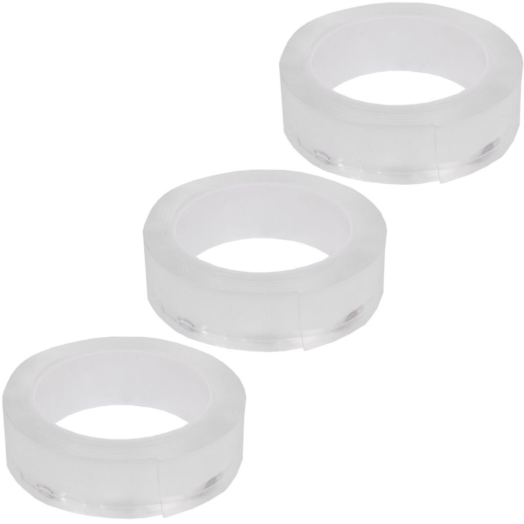 3er-Set Doppelseitiges Nano-Klebeband, 2 m x 3 cm, transparent