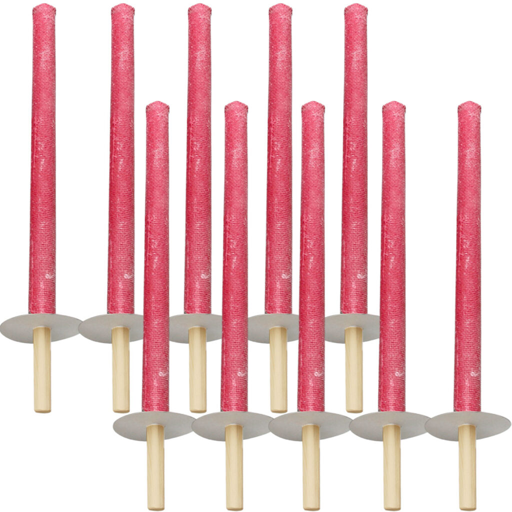 10er-Set Wachsfackeln mit Holzgriff und Handschutzteller, Brenndauer ca. 75 min