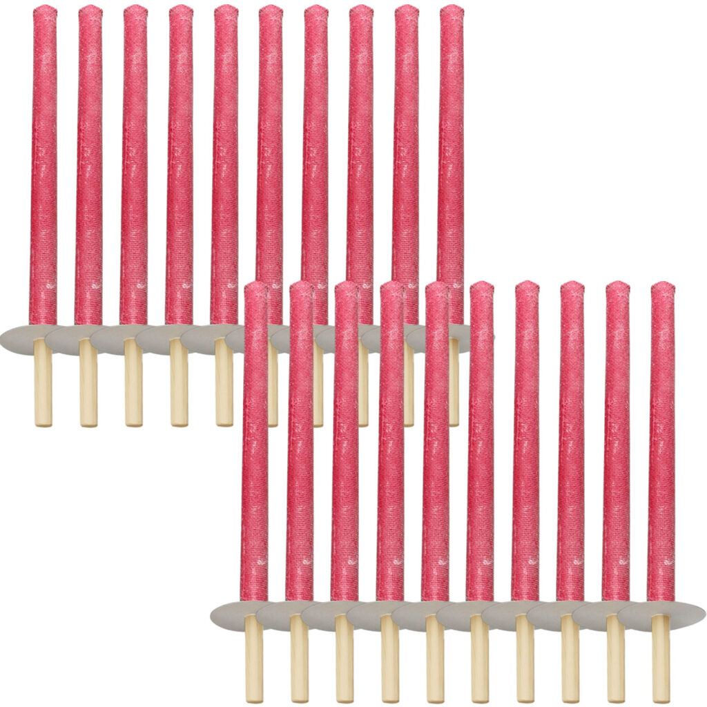 20er-Set Wachsfackeln mit Holzgriff und Handschutzteller, Brenndauer ca. 75 min