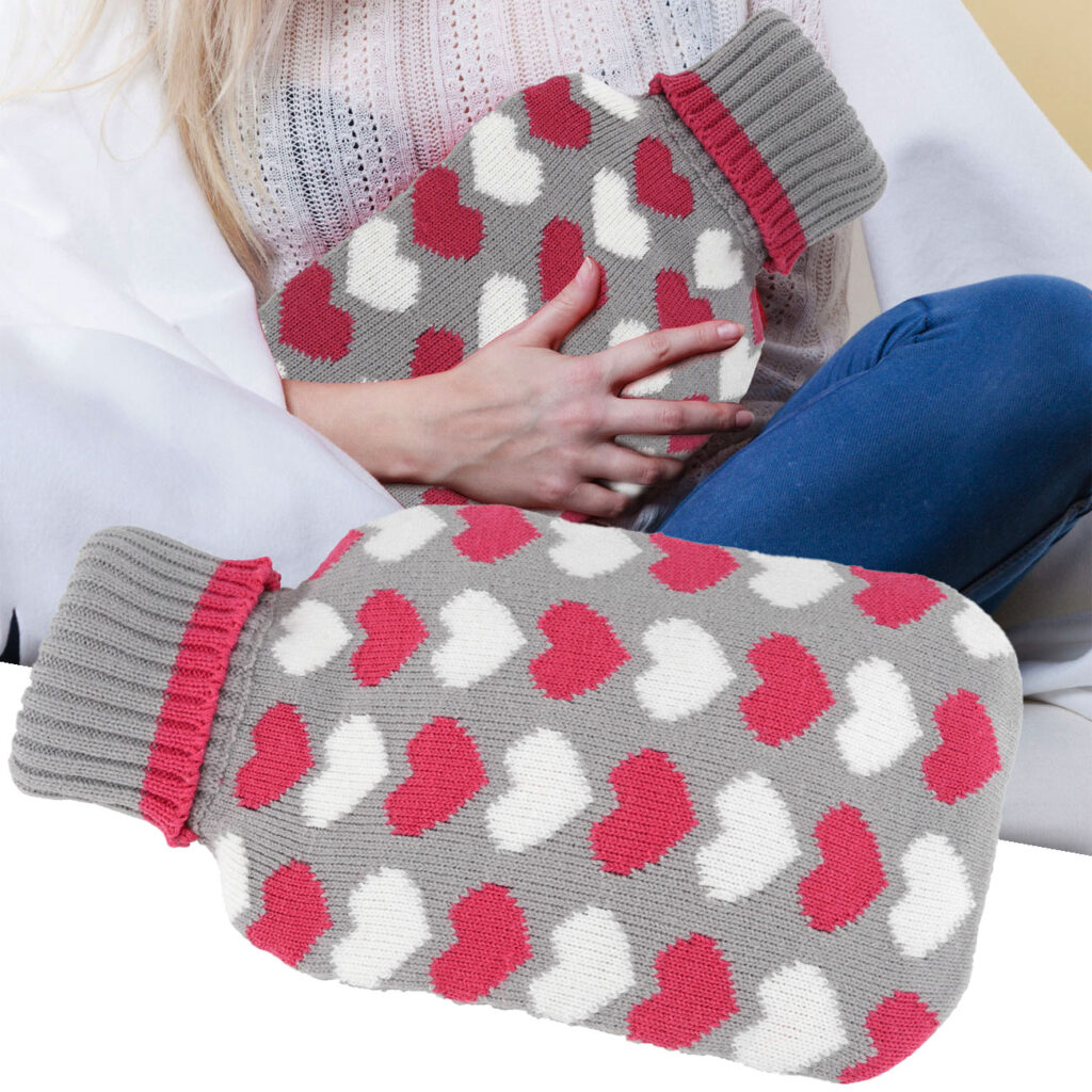 Wärmflasche mit Herz-Bezug, 2 Liter Wärmflasche mit Herz-Bezug, 2 Liter