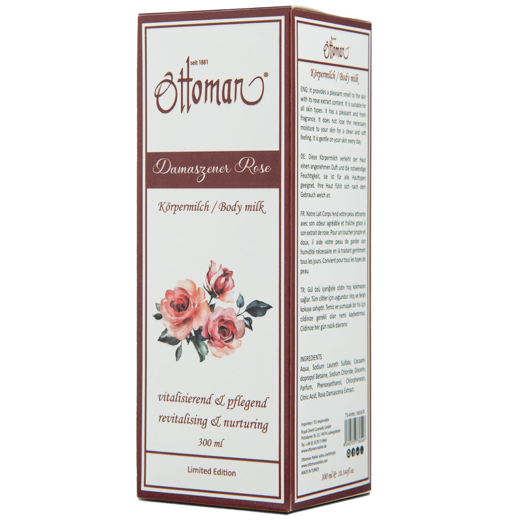 Rose Körpermilch, 300ml, reichhaltige Körperpflege