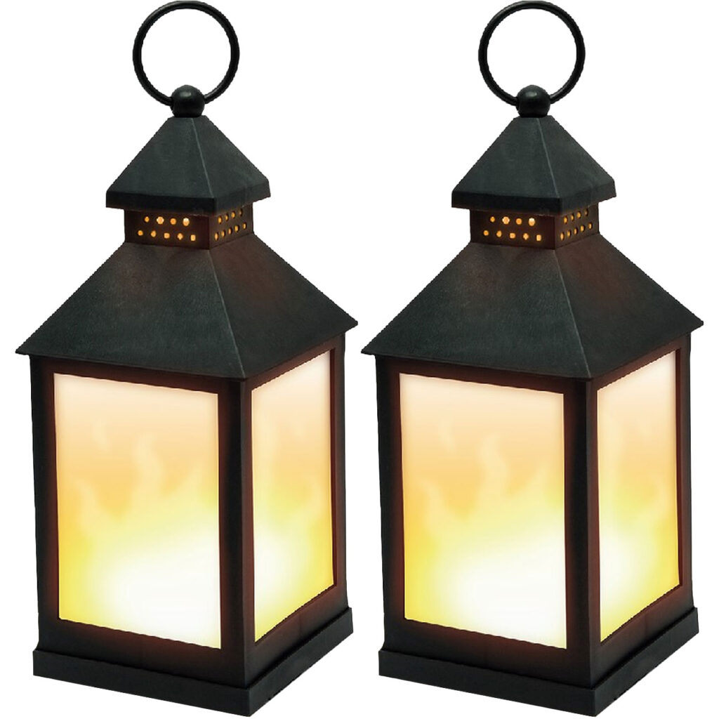 2er-Set LED-Laterne mit Flammeneffekt, schwarz 2er-Set LED-Laterne mit Flammeneffekt, schwarz