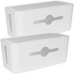 2er-Set Kabelbox inkl. Tablet-& Handyhalterung, 31 x 13,5 x 13 cm, weiss