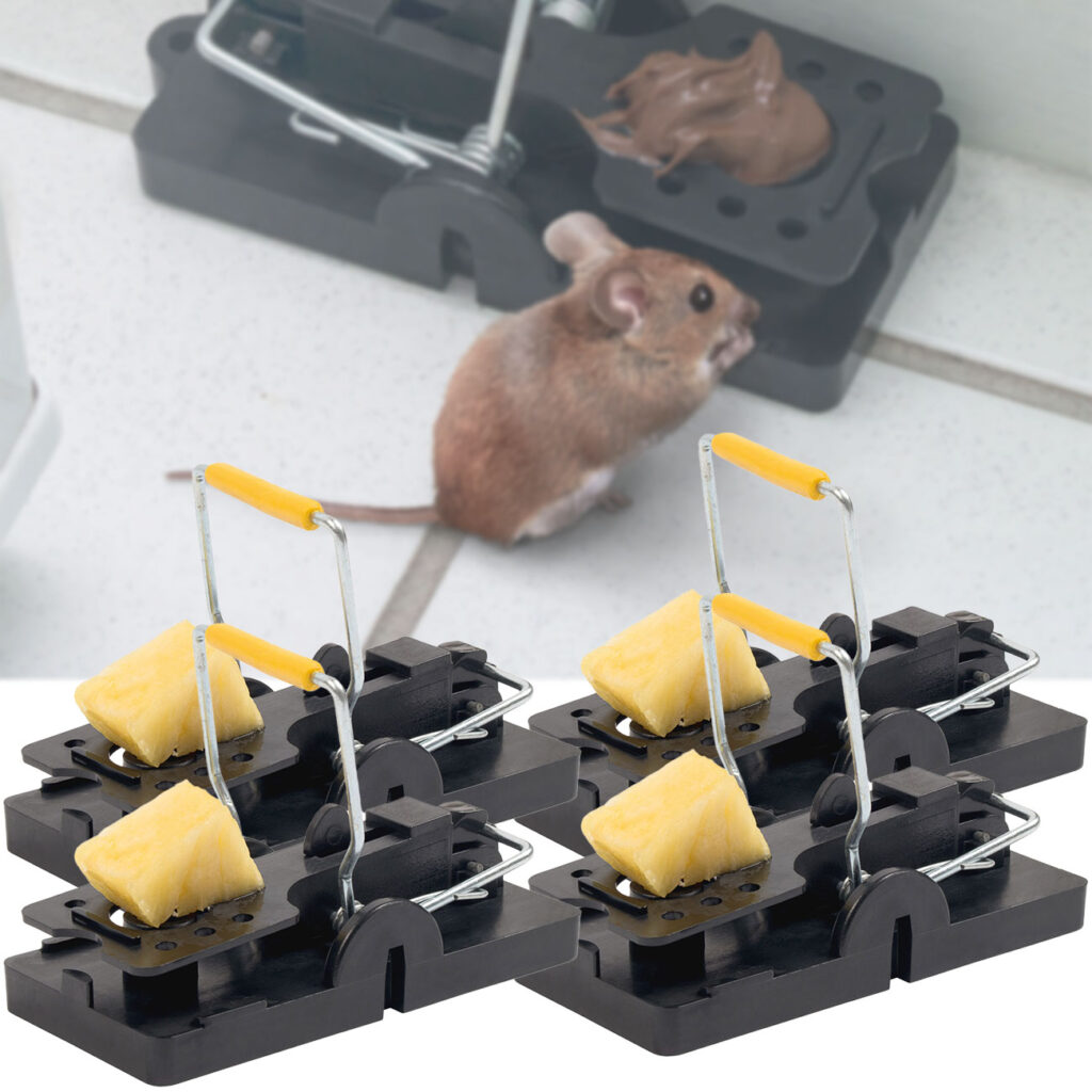 4er-Set Mausefallen aus robustem Kunststoff, Schlagfalle