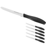 6er-Set Frühstücksmesser mit Wellenschliff, 12 cm Klingenlänge, schwarz