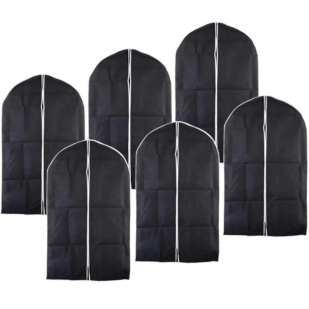 6er-Set Kleiderhülle mit Reissverschluss, schwarz, 100 x 60