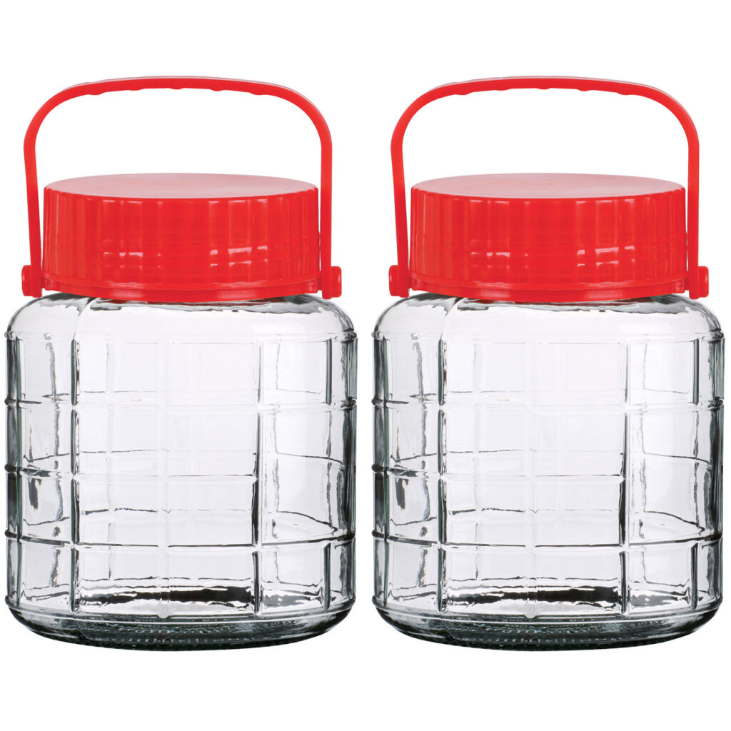 2er-Set Vorratsglas mit Henkel, Weithalsglas, 1 Liter