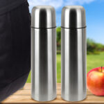 2er-Set Vakuum-Isolierflascheaus Edelstahl mit Becher im Deckel, 0,5 l