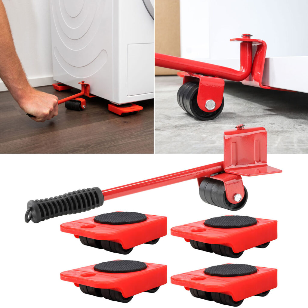 Möbel Transport Set, 5-teilig, mit drehbaren Transportrollen und Möbelheber