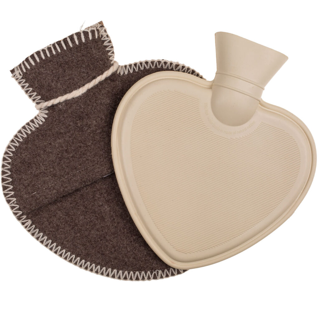 Wärmflasche in Herzform mit Hirsch-Design, 600ml, braun/grau