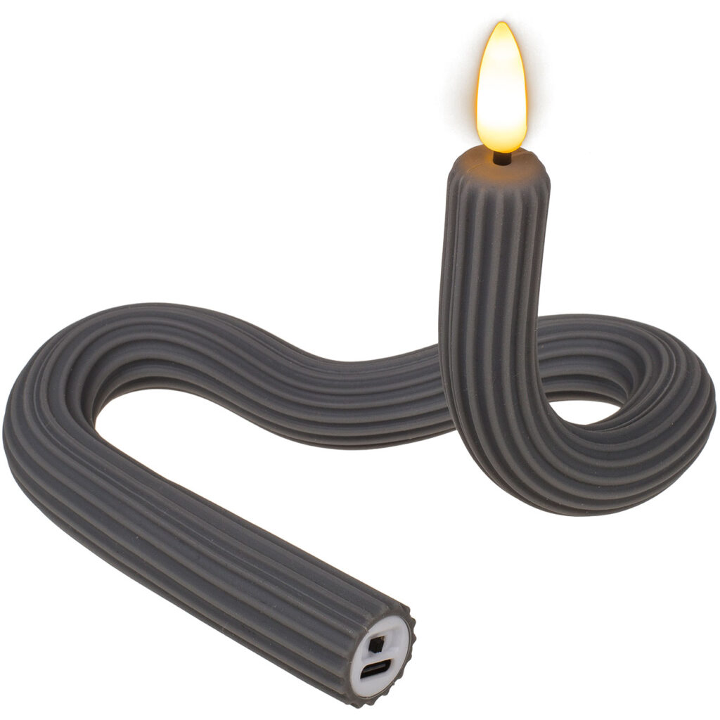 Flexible LED-Kerze mit Flackereffekt, anthrazit, Akkubetrieb