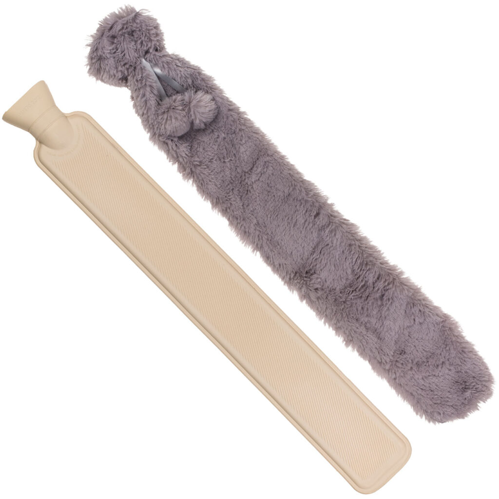 Nacken-Wärmflasche mit abnehmbarem Kunstfell-Bezug, 2 Liter, 73 cm