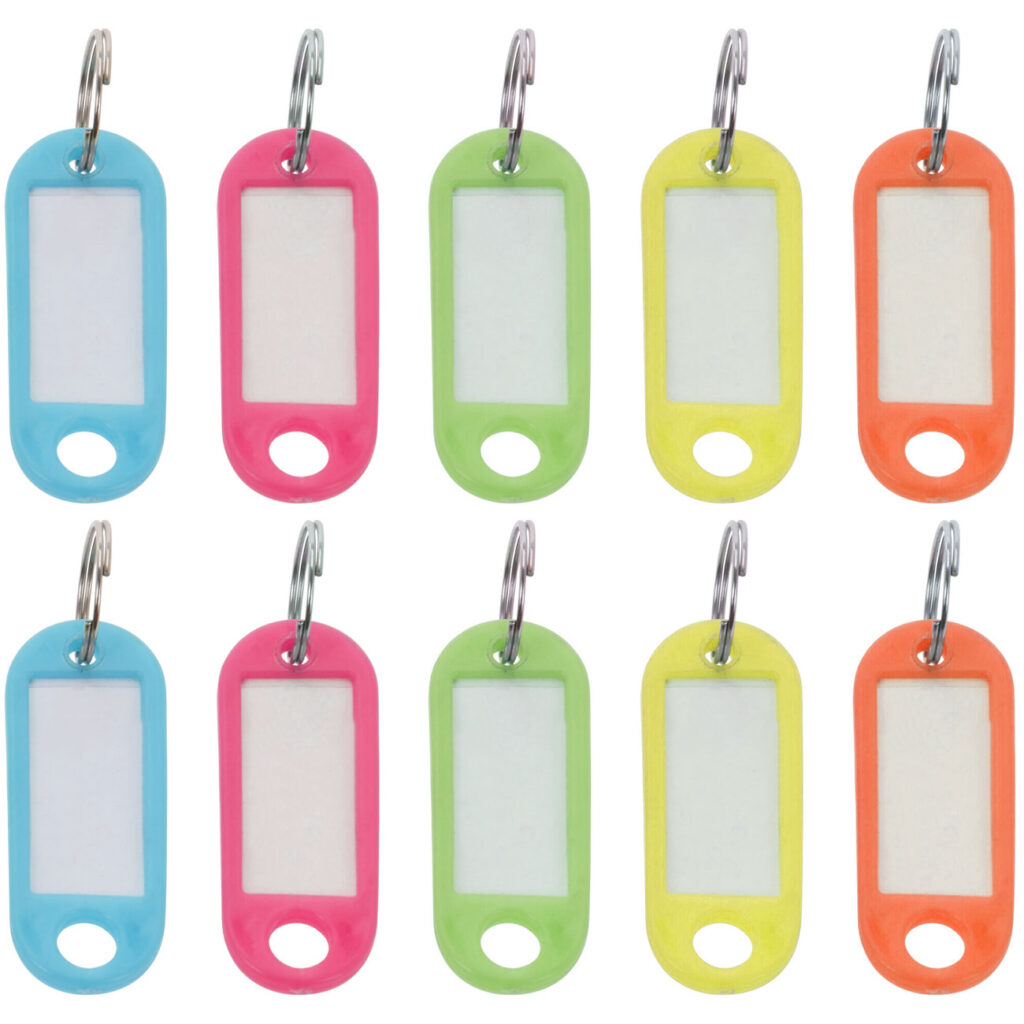 Schlüsselanhänger mit Schildern zum Beschriften, 10 Stück, bunt