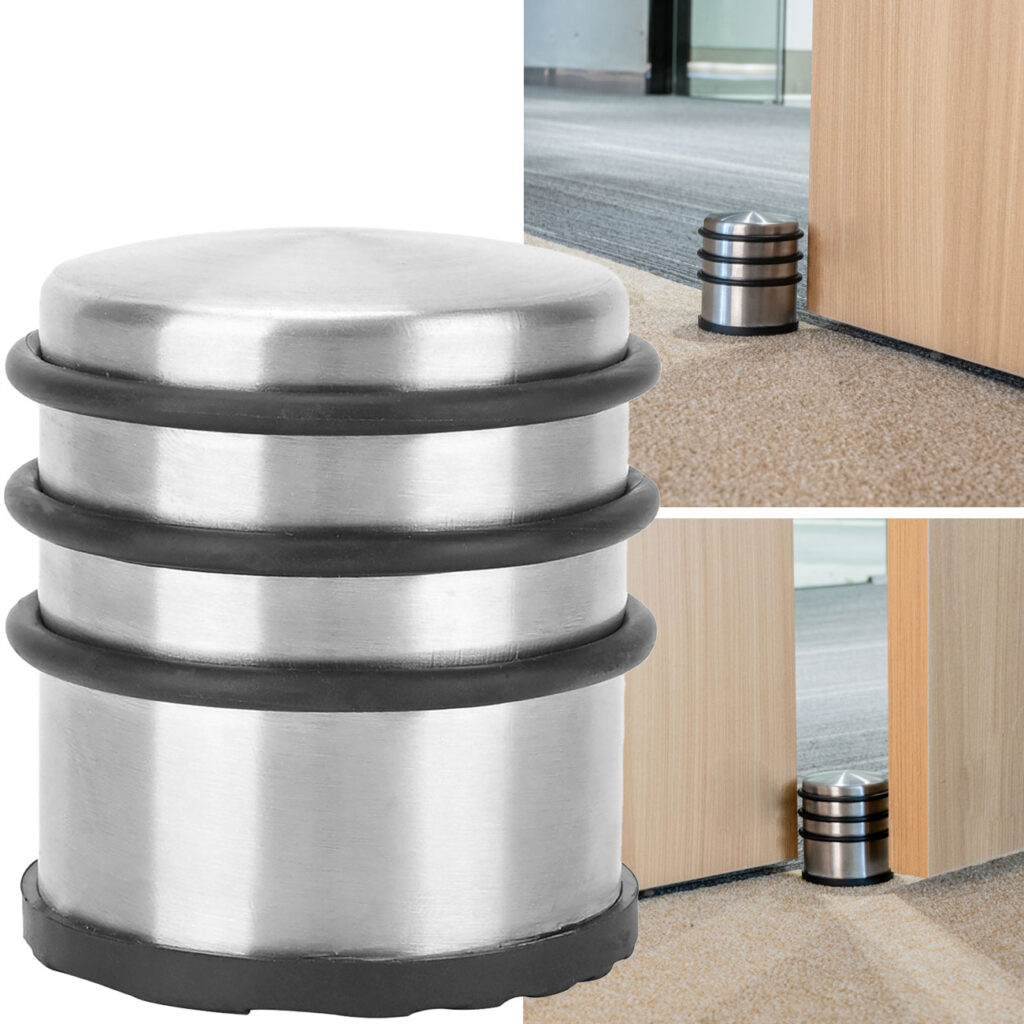 Tür-Stopper aus Edelstahl mit Anti-Rutsch-Boden und Gummiringen