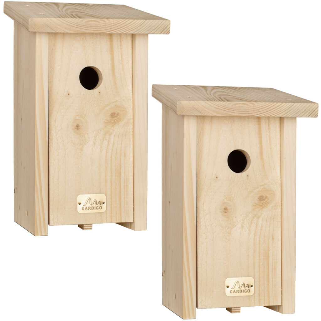 2er-Set Nistkasten aus Fichtenholz für Höhlenbrüter wie Kohlmeisen und Kleiber