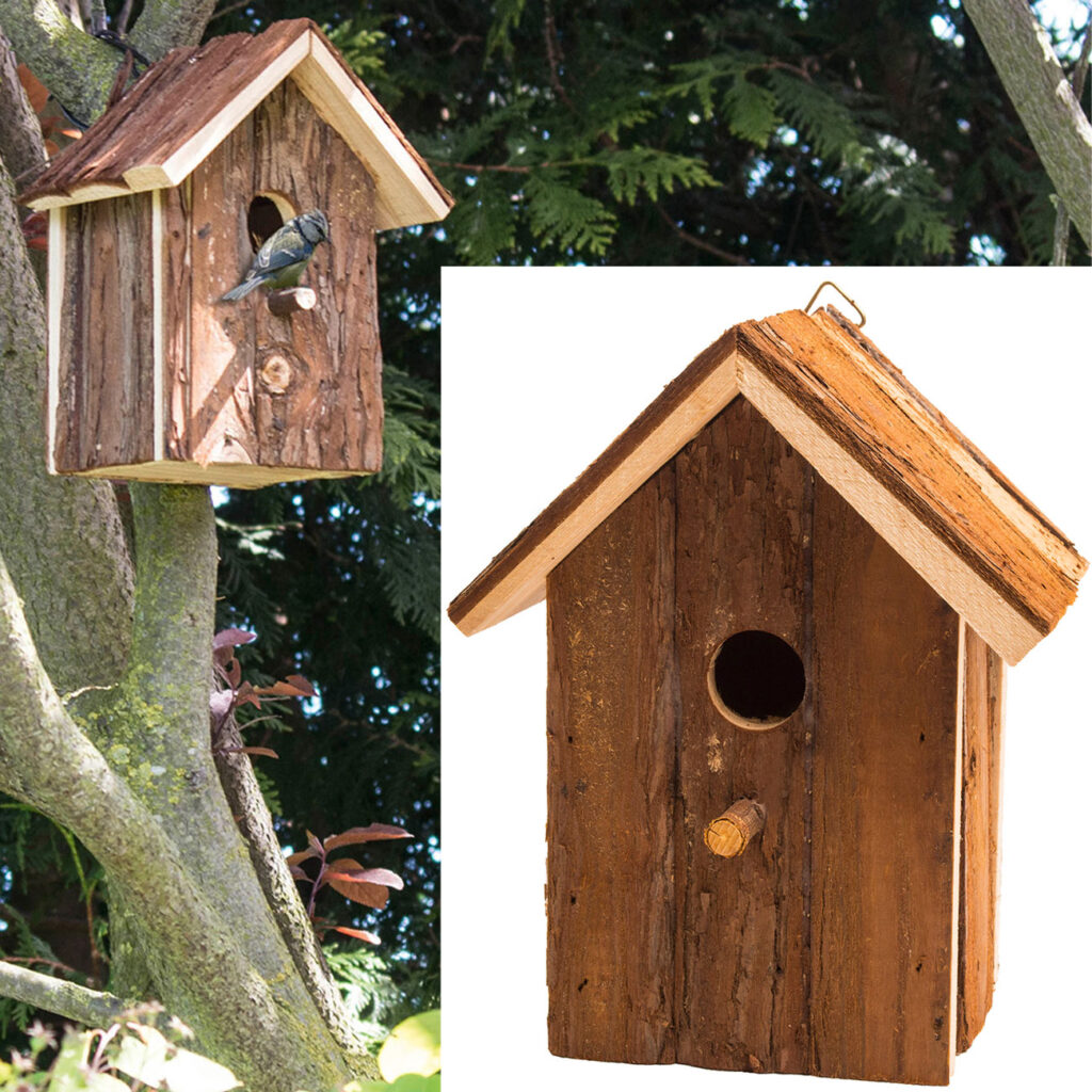 Nistkasten und Vogelhaus mit Sitzstange für Finken und Meisen