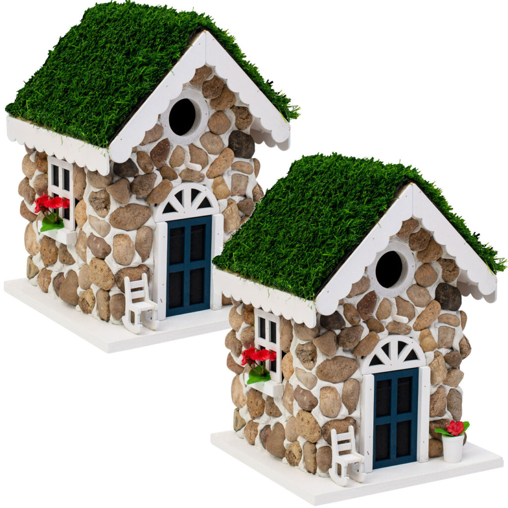 2er-Set Nisthilfe in Steinhäuschen-Optik, mit liebevollen Details