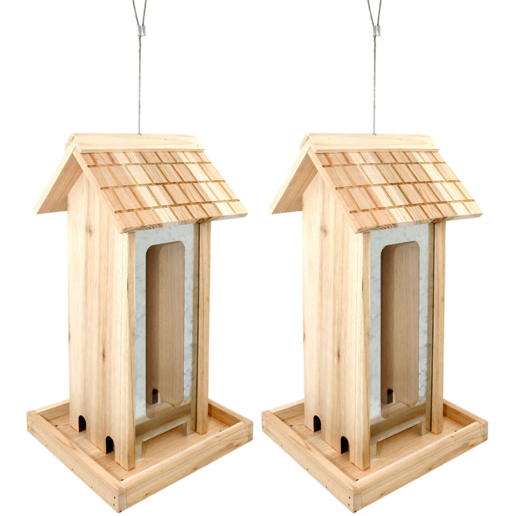 2er-Set XL-Vogelhaus aus Tannenholz zum Aufhängen