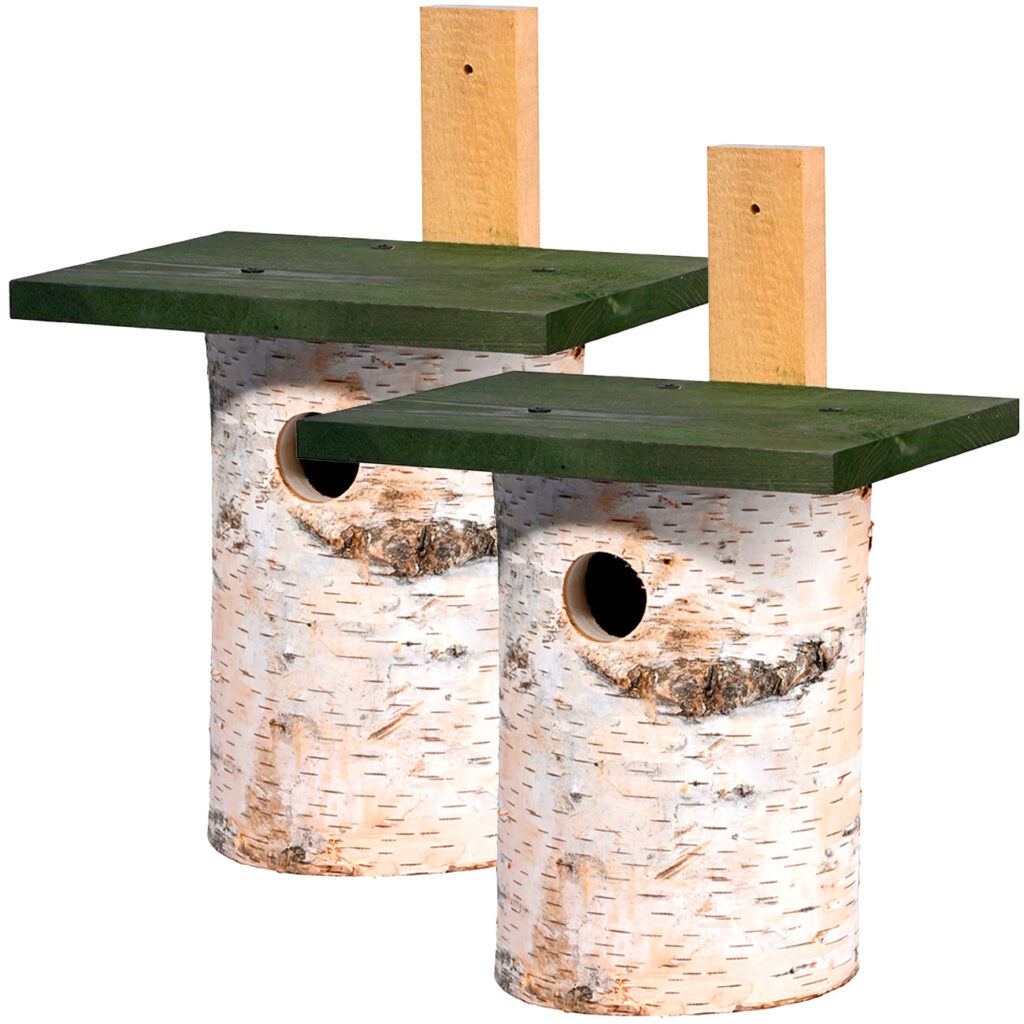 2er-Set Nistkasten aus Birkenholz für kleine Wildvögel