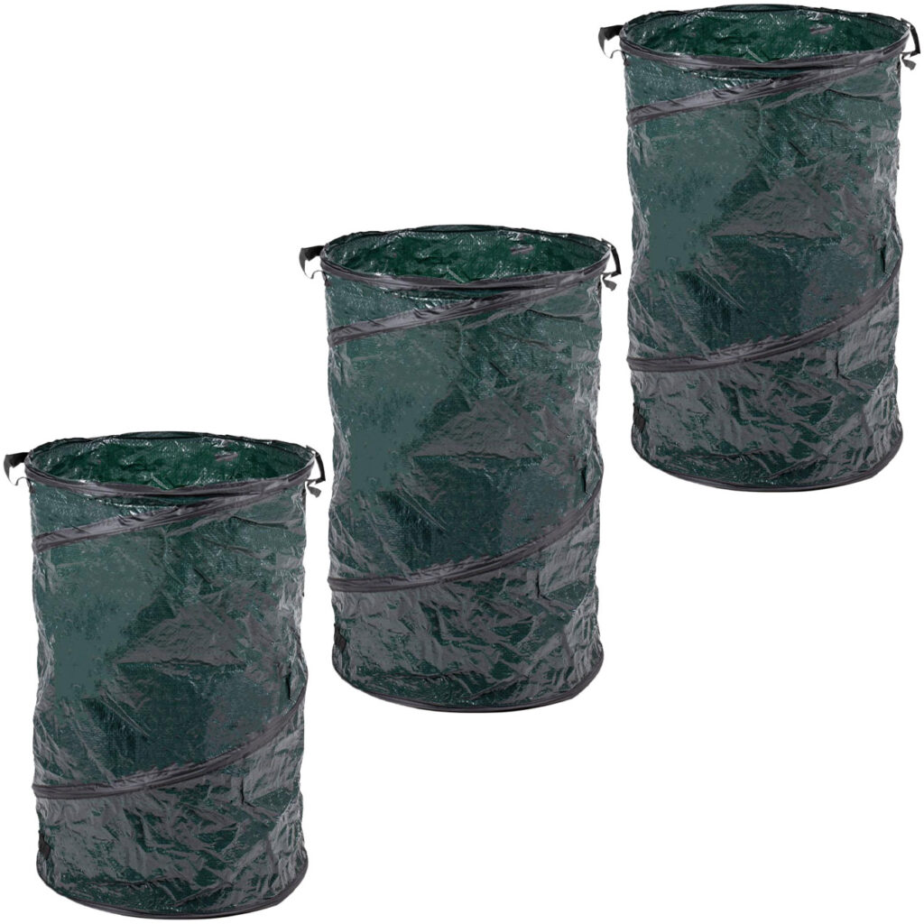 3er-Set Gartenabfallsäcke für Rasenschnitt und Gartenabfälle, Ø 45 x 75 cm