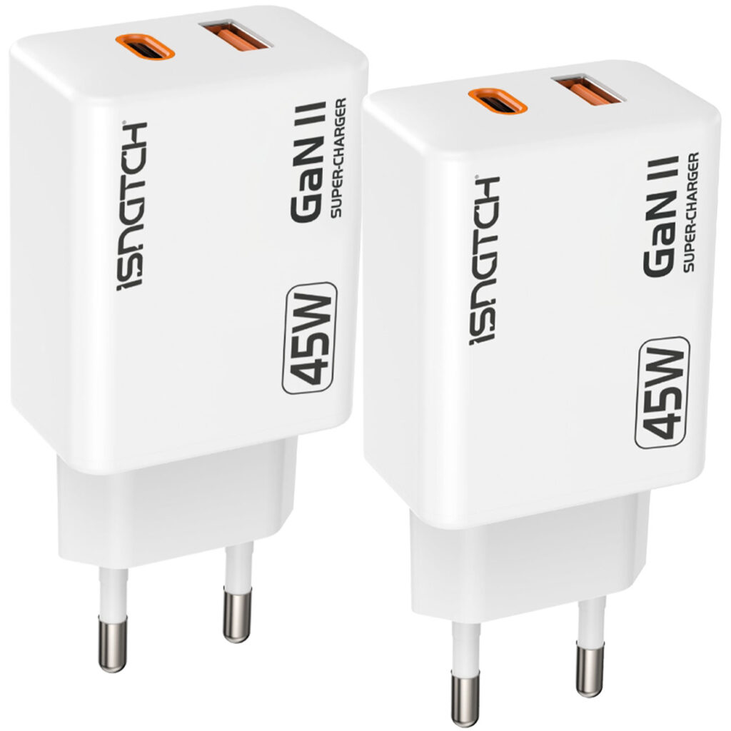 2er-Set Dual USB Ladegerät, QC 3.0, GaN-Technologie, 45 Watt