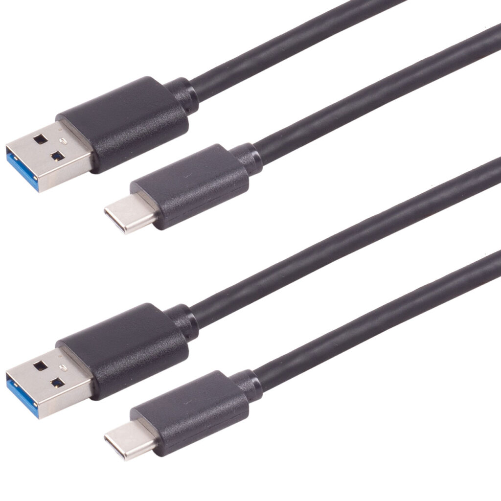 2er-Set Lade- & Datenkabel USB-A auf USB-C, USB 3.0, schwarz, 1m