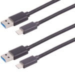 2er-Set Lade- & Datenkabel USB-A auf USB-C, USB 3.0, schwarz, 1m