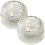 2er-Set LED-Teelicht, wasserdicht, warmweiss, Ø 3cm, IP68