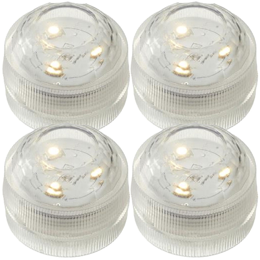 4er-Set LED-Teelicht, wasserdicht, warmweiss, Ø 3cm, IP68