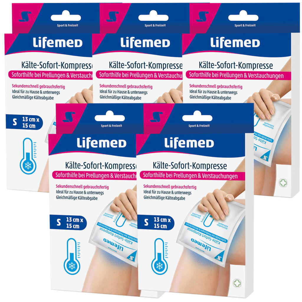 5er-Set Sofort-Kältekompresse für Reisen & Sport, 15 x 13 cm