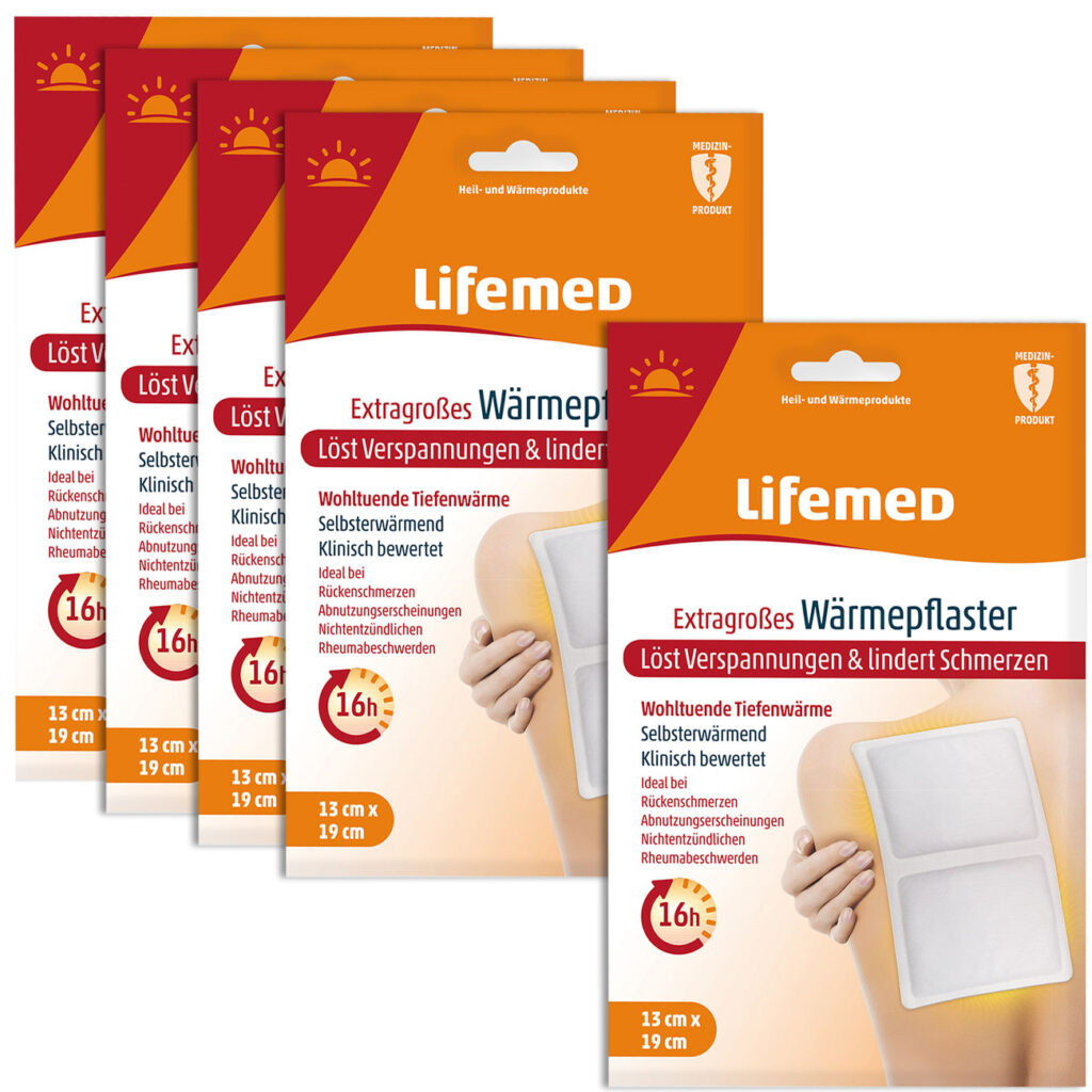 5er-Set XL Wärmepflaster mit 16h Wirkung, 19 x 13cm, weiss