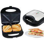 Sandwichmaker für 2 Grill-Sandwiches, 750 W, Antihaftbeschichtung, schwarz/silber