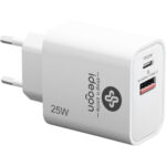 Dual 25Watt USB Ladegerät, 1x USB-C und USB-A, PD- & QC-Netzteil, weiss