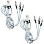 2er-Set 3in1 Universal USB-Schnellladekabel, 25 W, 120cm