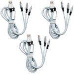 3er-Set 3in1 Universal USB-Schnellladekabel, 25 W, 120cm