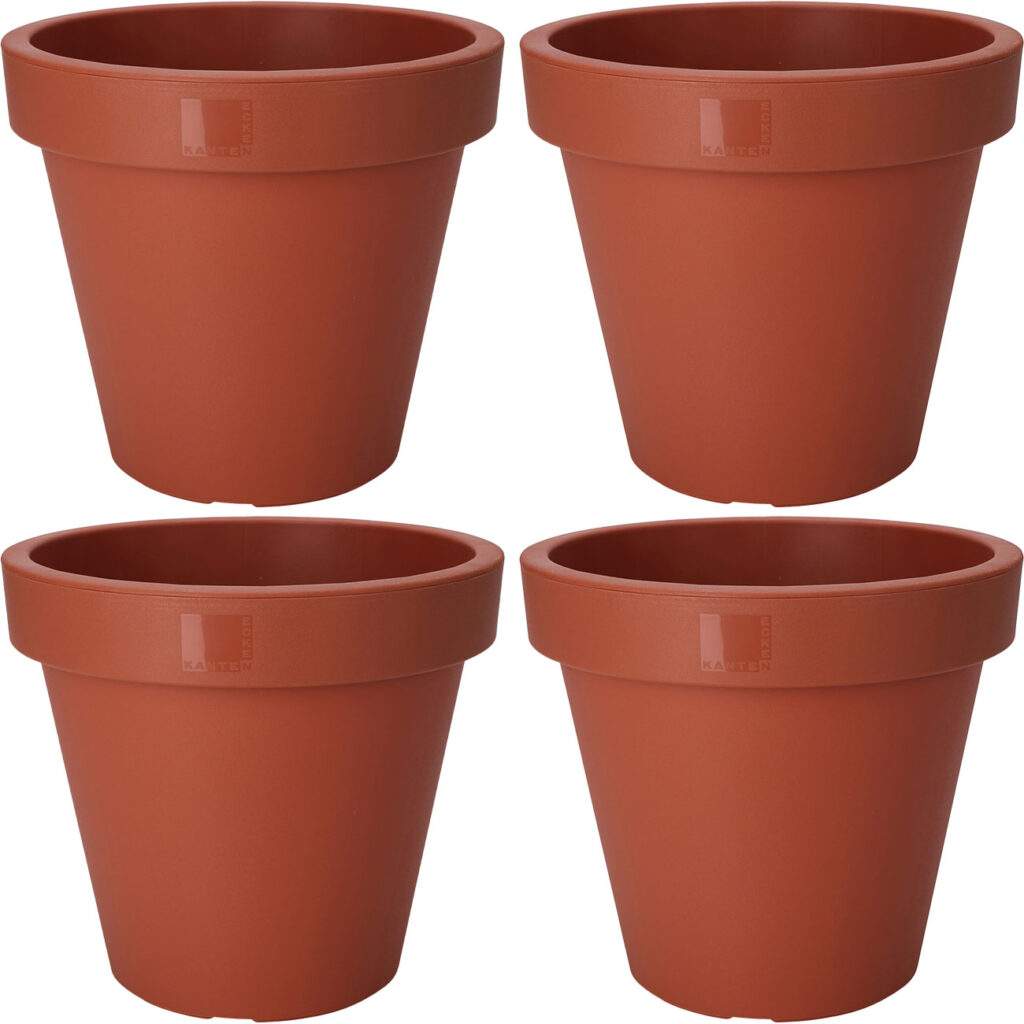4er-Set Blumentopf rund, terracotta, Pflanztopf aus 100% recyclebaren Kunststoff, Ø 20 cm