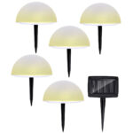 Solarleuchten mit Erdspiess & Farbwechselfunktion, 5 Stück, Ø15cm, IP44