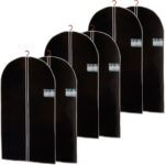 Kleiderschutzhülle mit Reissverschluss & Beschriftungsfenster, 6 Stück, schwarz