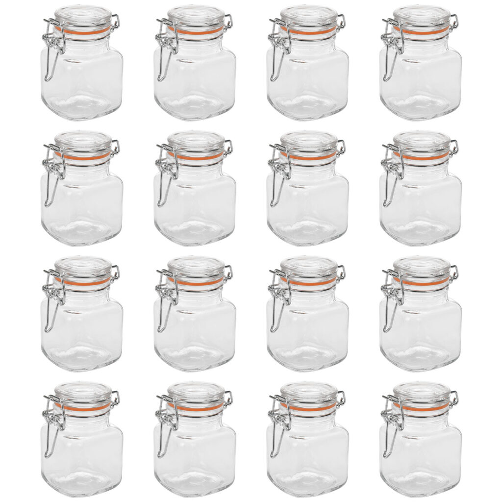Vorratsglas mit Bügelverschluss, 16 Stück, 90ml Vorratsglas mit Bügelverschluss, 16 Stück, 90ml